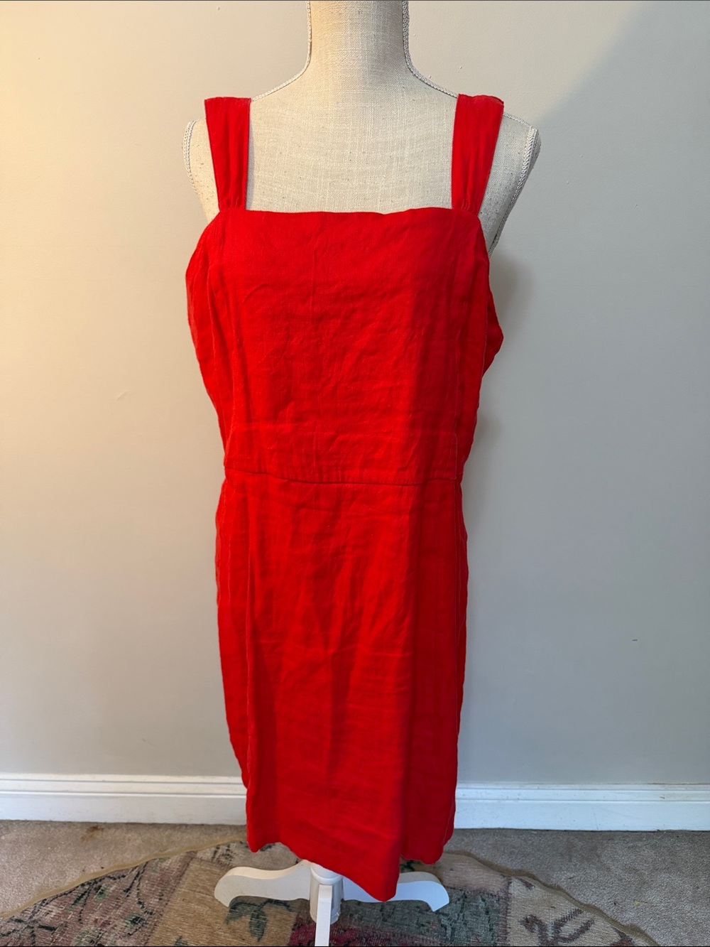 Halston Heritage Vibrant Red Square-Neck Midi Dress